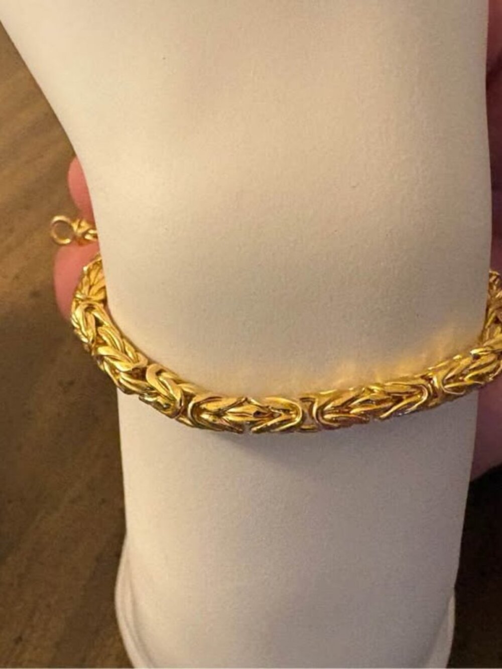 8 Inch Byzantine Bracelet Gold-Over 925 Sterling Silver, 6.6 grams, 4.2mm